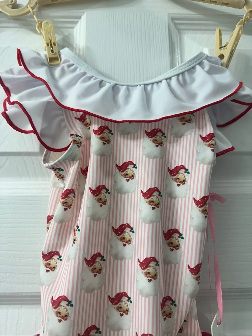 Cecil and Lou One-Piece Swimsuit with Vintage Santa/Christmas Design